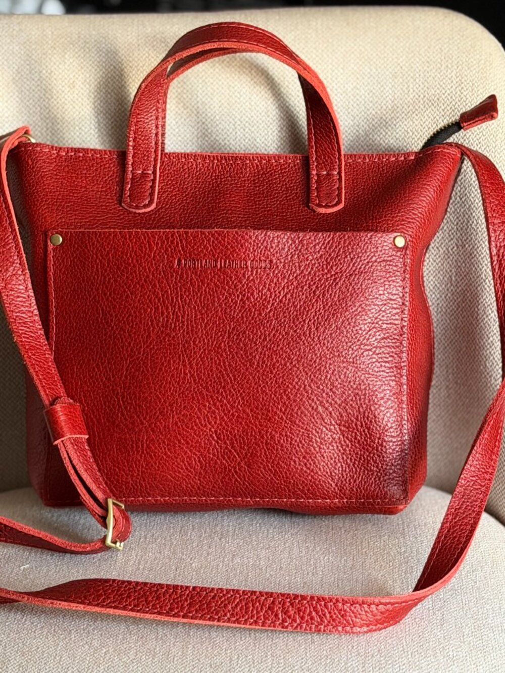 Portland Leather Small Tote "Chili Red" NWOT
